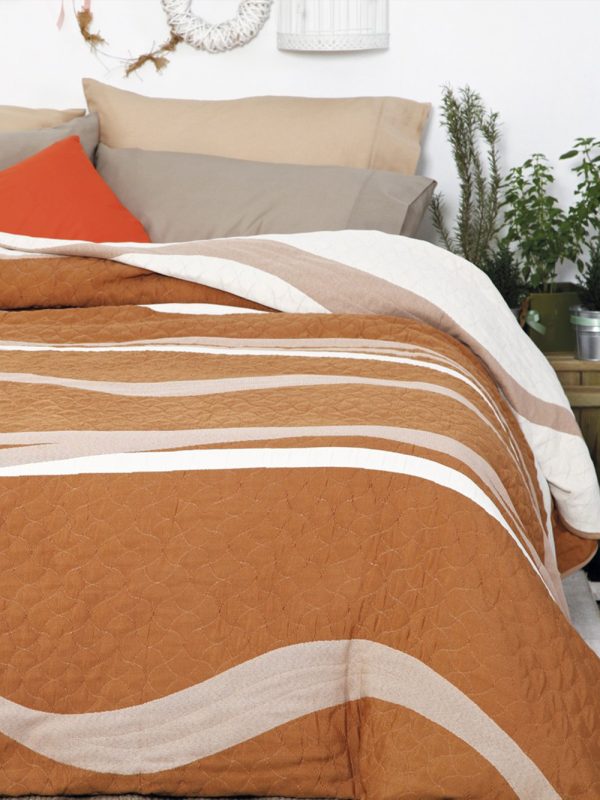 Κουβέρτα Cotton Rich 220x260 WAVES ECRU/SALMON