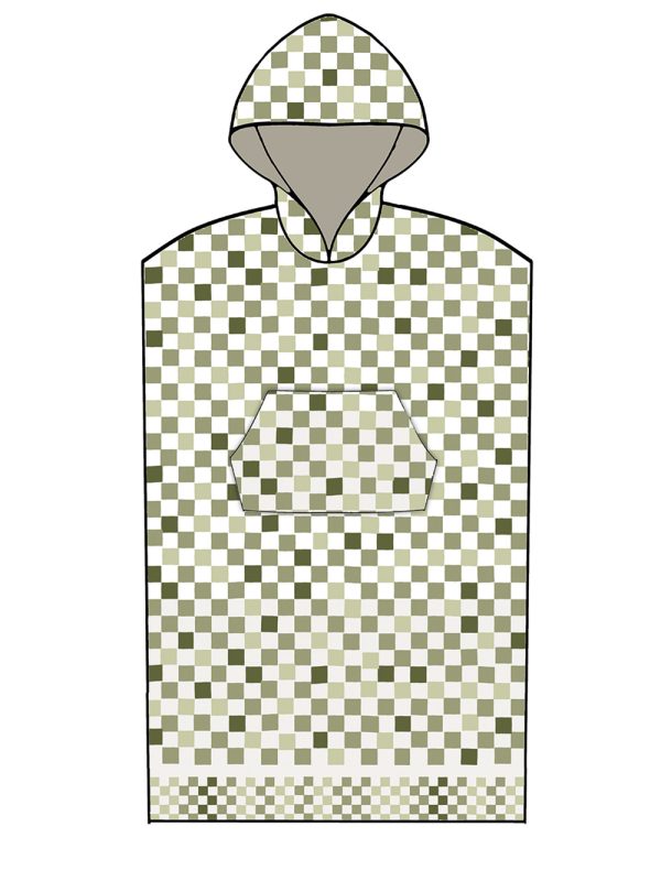 Poncho Θαλάσσης με κουκούλα CHECKS GREEN Small - Medium