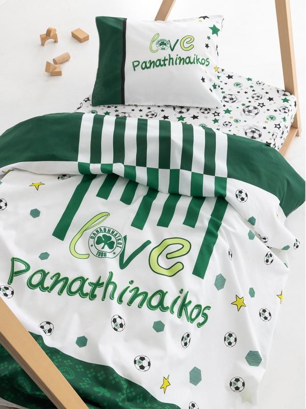 Σετ Σεντόνια Κούνιας Panathinaikos F.C. 130x170 FC11 Με Λάστιχο