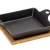 ΣΑΓΑΝΑΚΙ ΤΕΤΡ. CAST-IRON ΜΑΥΡΟ  L: 15 H: 5,3CM ΜΕ ΒΑΣΗ BAMBOO