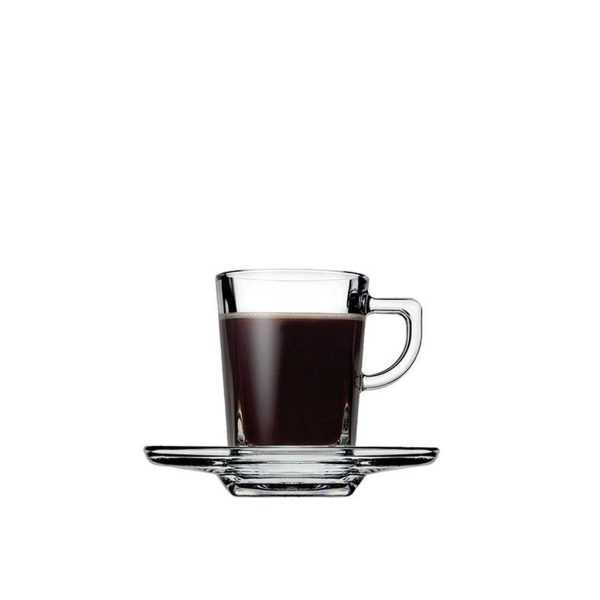 CARRE CUP AND SAUCER ESPRESSO TEMPERED 75CC P/2016 GB6.OB24. (smA)