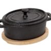 ΚΑΤΣΑΡΟΛΑ CAST-IRON ΜΑΥΡΗ D: 9 H: 8CM  410ML ΜΕ ΒΑΣΗ BAMBOO