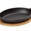 ΣΑΓΑΝΑΚΙ ΟΒΑΛ CAST-IRON ΜΑΥΡΟ 18(22 INCL. HANDLES)X13X5CM  330ML ΜΕ ΒΑΣΗ BAMBOO