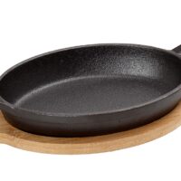 ΣΑΓΑΝΑΚΙ ΟΒΑΛ CAST-IRON ΜΑΥΡΟ 8(22 INCL. HANDLES)X13X5CM  330ML ΜΕ ΒΑΣΗ BAMBOO