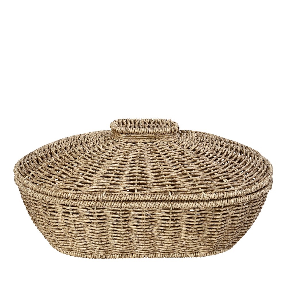 ΚΑΛΑΘΙ ΟΒΑΛ ΜΕ ΚΑΠ. SYNTH. RATTAN ΜΠΕΖ 33Χ22Χ15ΕΚ