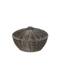ΚΑΛΑΘΙ ΣΤΡΟΓΓ. ΜΕ ΚΑΠ. SYNTH. RATTAN ΓΚΡΙ 23Χ23Χ15ΕΚ