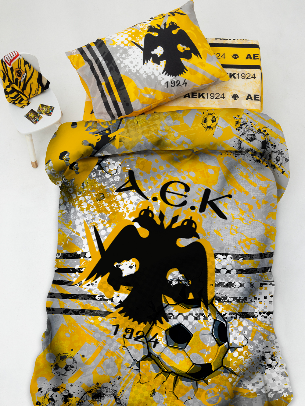 Σετ Παπλωματοθήκη Μονή Aek 170x250 Aek8