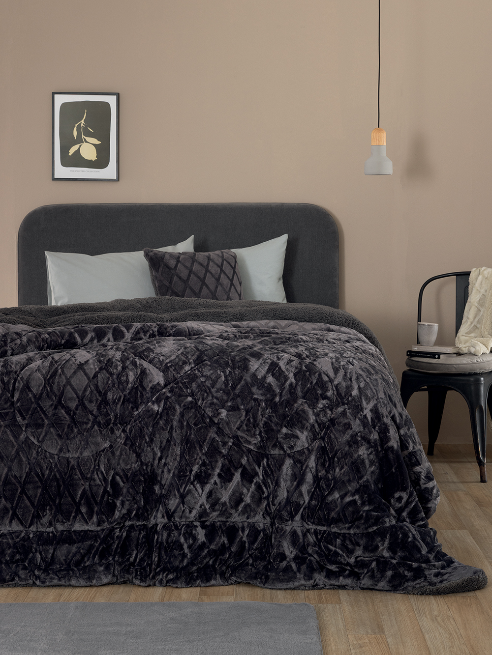 Κουβερτοπάπλωμα King size 240x260 NADINE/5 COAL