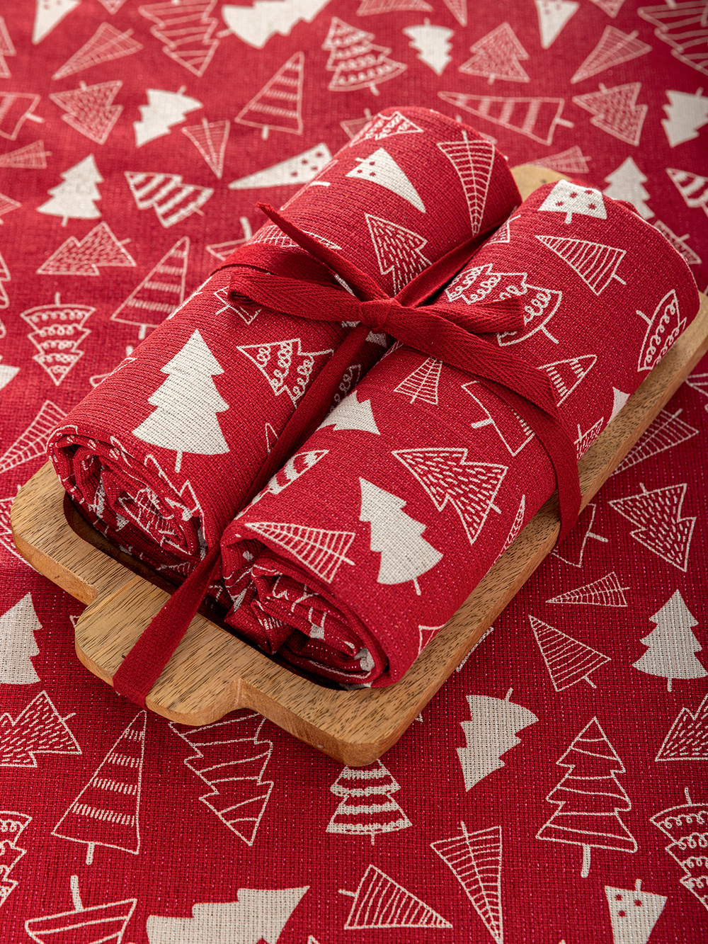 Σετ 2 Πετσέτες Κουζίνας 40x70 με ξύλινο δίσκο Christmas Collection CC100