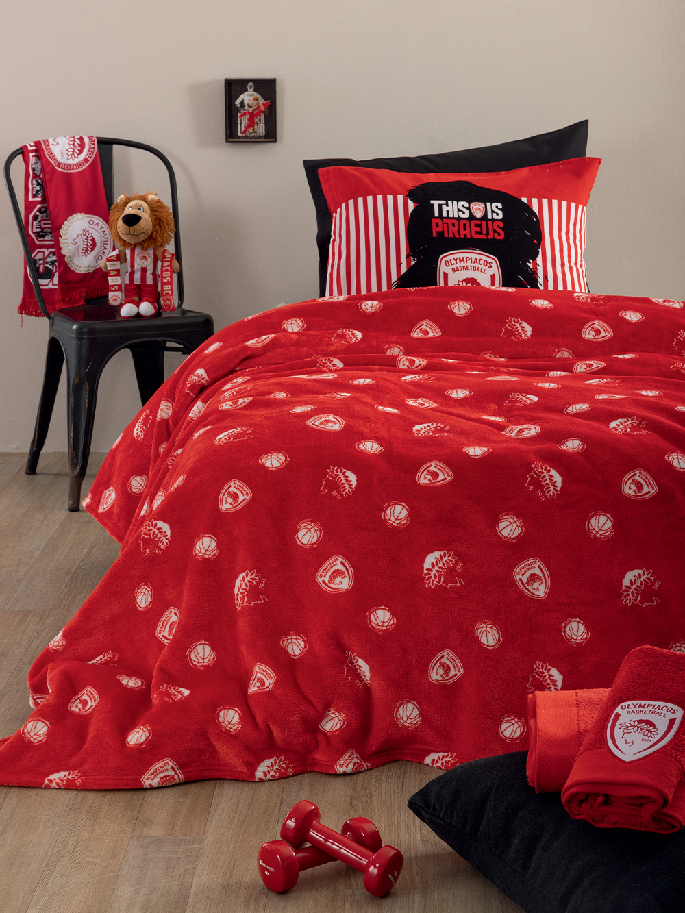 Κουβέρτα Ημίδιπλη 160x220 OLYMPIACOS BL