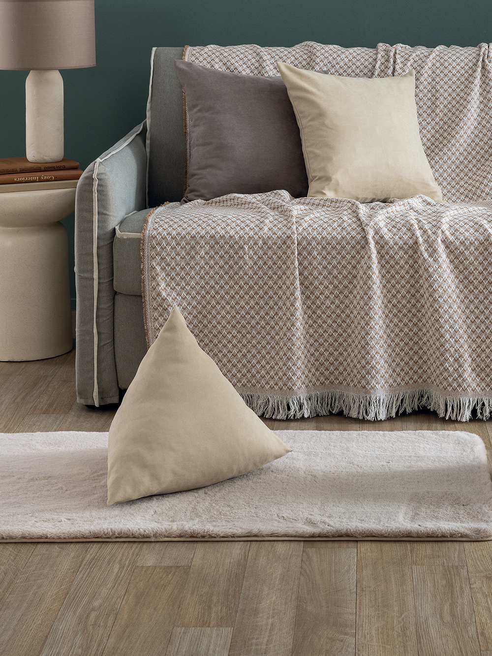 Διακοσμητική μαξιλαροθήκη με γέμιση 43x43x43 AS104 IVORY