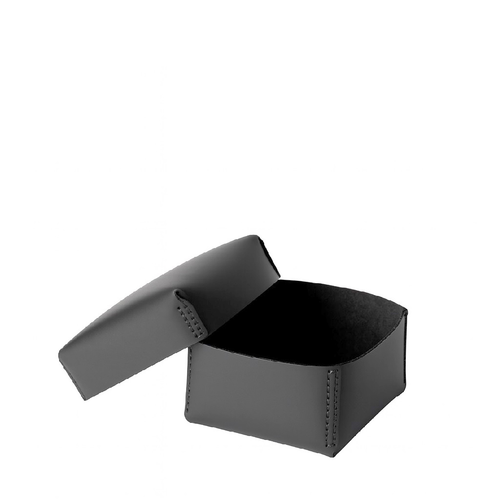 ΚΟΥΤΙ ΤΕΤΡΑΓΩΝΟ ΣΚΟΥΡΟ ΓΚΡΙ ΔΕΡΜΑΤΙΝΟ 17Χ17Χ11ΕΚ