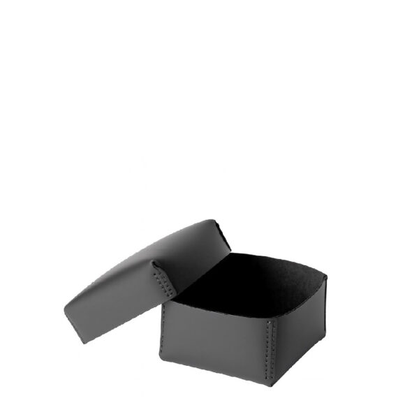 ΚΟΥΤΙ ΤΕΤΡΑΓΩΝΟ ΣΚΟΥΡΟ ΓΚΡΙ ΔΕΡΜΑΤΙΝΟ 13Χ13Χ8,5ΕΚ