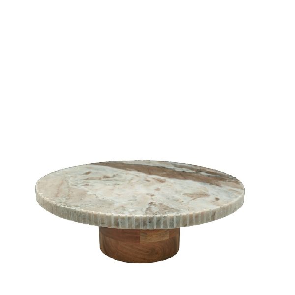 ΣΤΡΟΓΓΥΛΟ ΜΠΕΖ ΣΤΑΝΤ ΑΠΌ ΜΑΡΜΑΡΟ ΜΕ ΞΥΛΙΝΟ ΠΟΔΙ ΑΚΑΚΙΑΣ 30Χ30Χ9ΕΚ