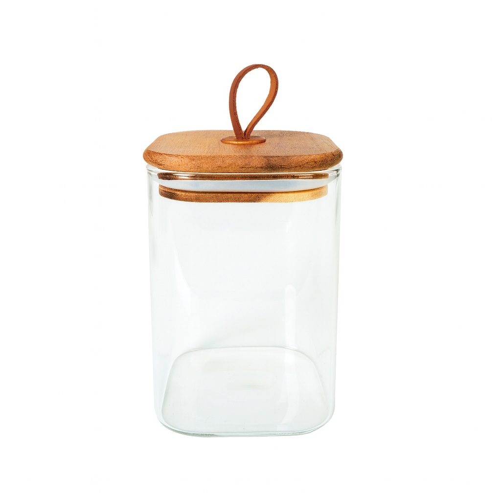ΔΟΧΕΙΟ BOROSILICATE ΤΕΤΡΑΓΩΝΟ ΜΕ ΚΑΠΑΚΙ ΑΚΑΚΙΑΣ 580ML 8,2X12,2ΕΚ