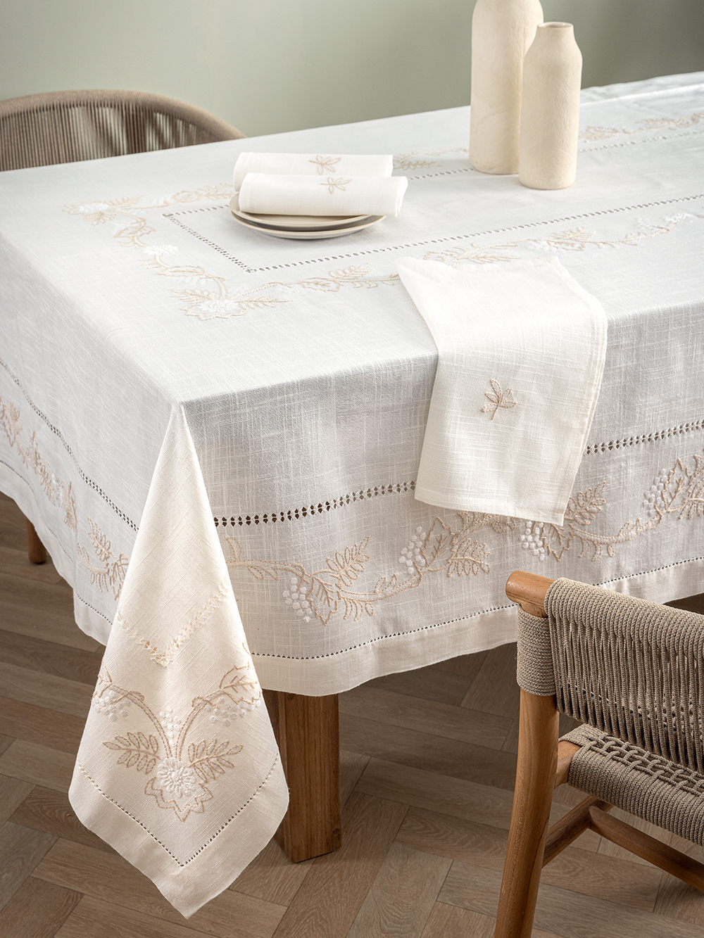 Σετ Τραπεζομάντηλο Με 12 Πετσέτες Φαγητου Vintage Beauty 180x270 VL105