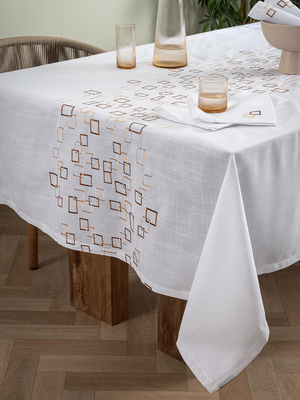 Σετ Τραπεζομάντηλο Με 12 Πετσέτες Φαγητου Vintage Beauty 180x270 VL100