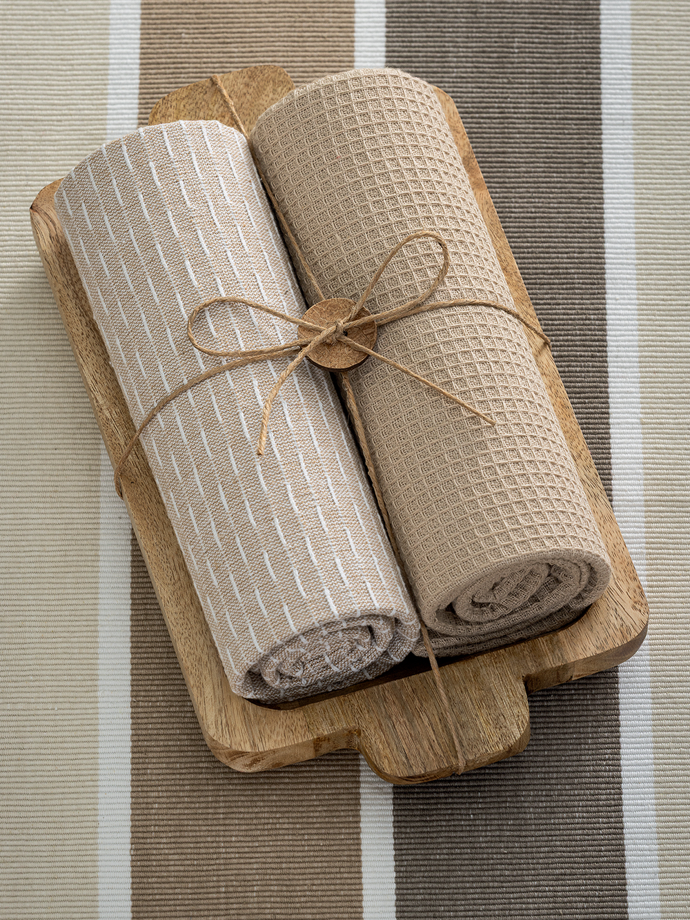 Σετ 2 Πετσέτες Κουζίνας 40x70 με ξύλινο δίσκο MH1100